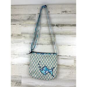 Vera Bradley Women’s Go Fish Blue Beach Crossbody Bag with Wristlet NEw
